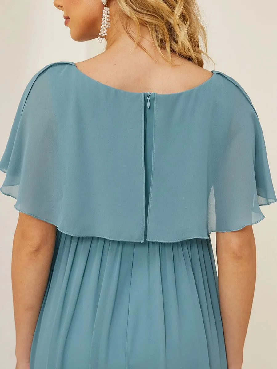 Chiffon A-Line V-Neck Ruffled Top Bump Friendly Dress