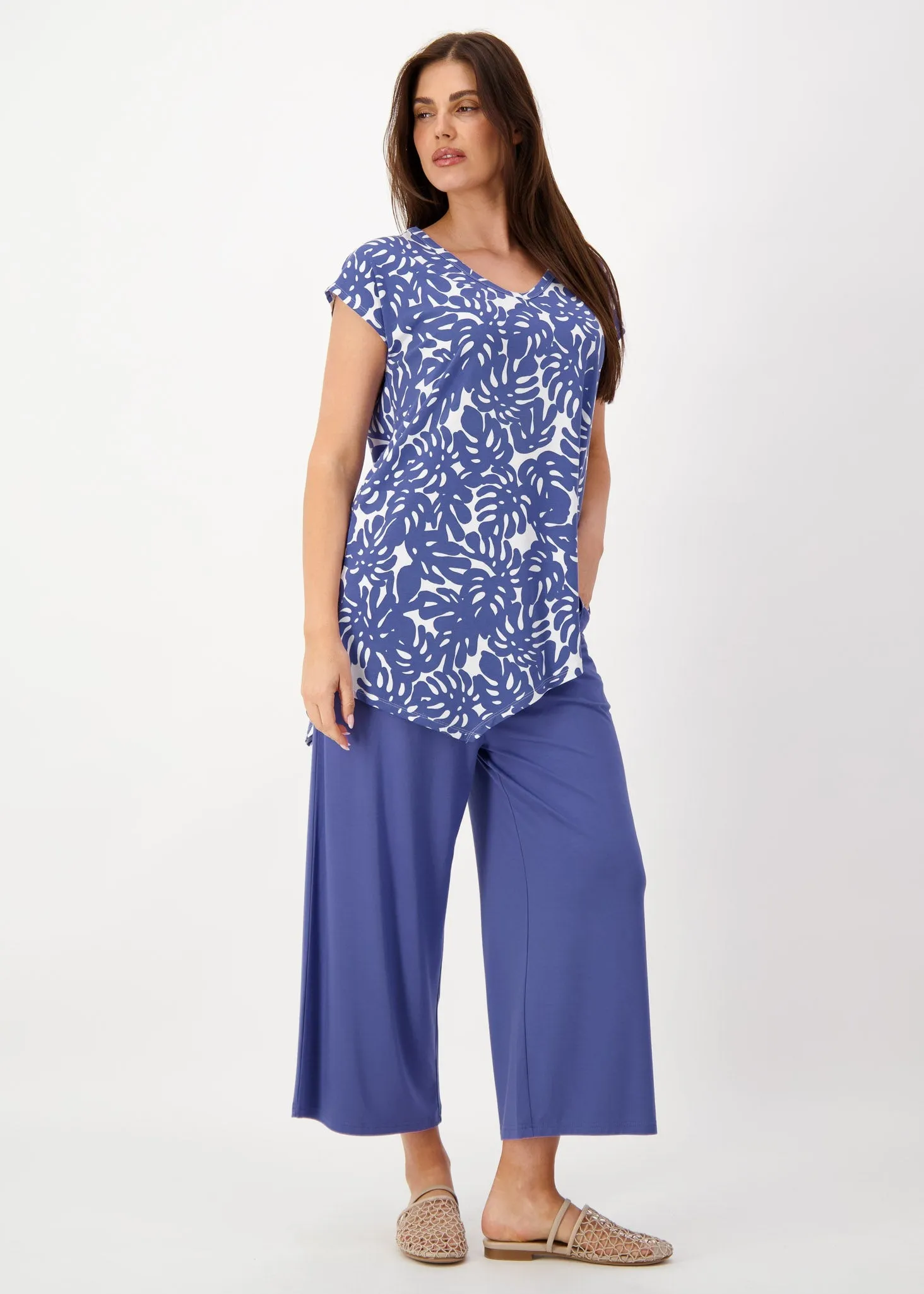 Ciara 7/8 Length Bamboo Culotte Pant - Marlin Blue