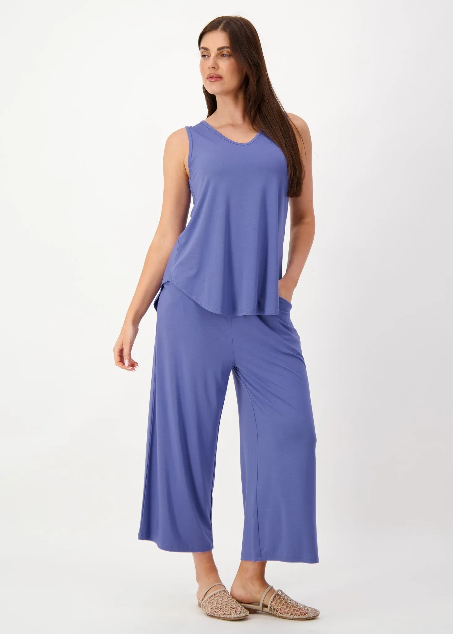 Ciara 7/8 Length Bamboo Culotte Pant - Marlin Blue