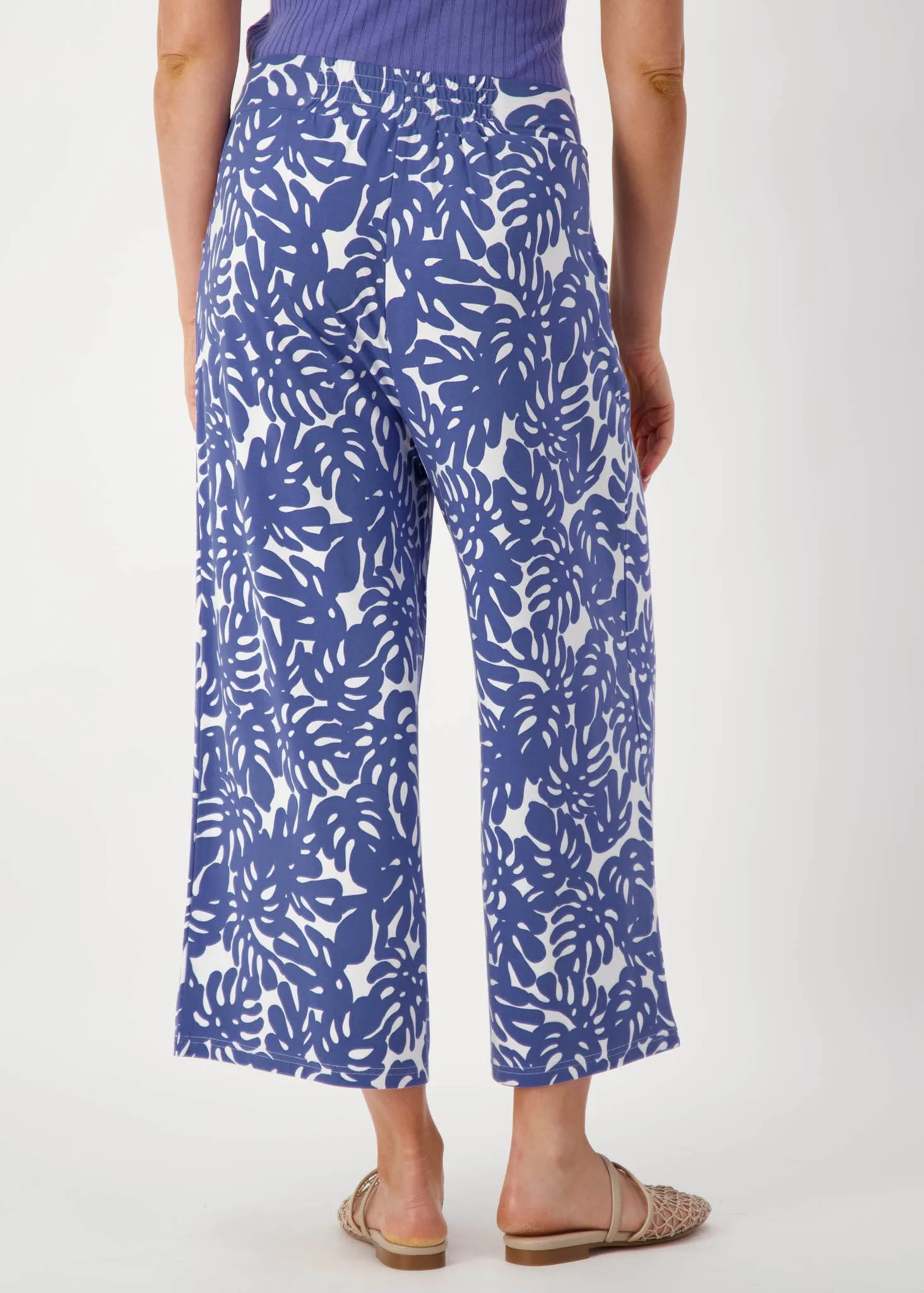 Ciara 7/8 Length Bamboo Culotte Pant - Palm Leaf