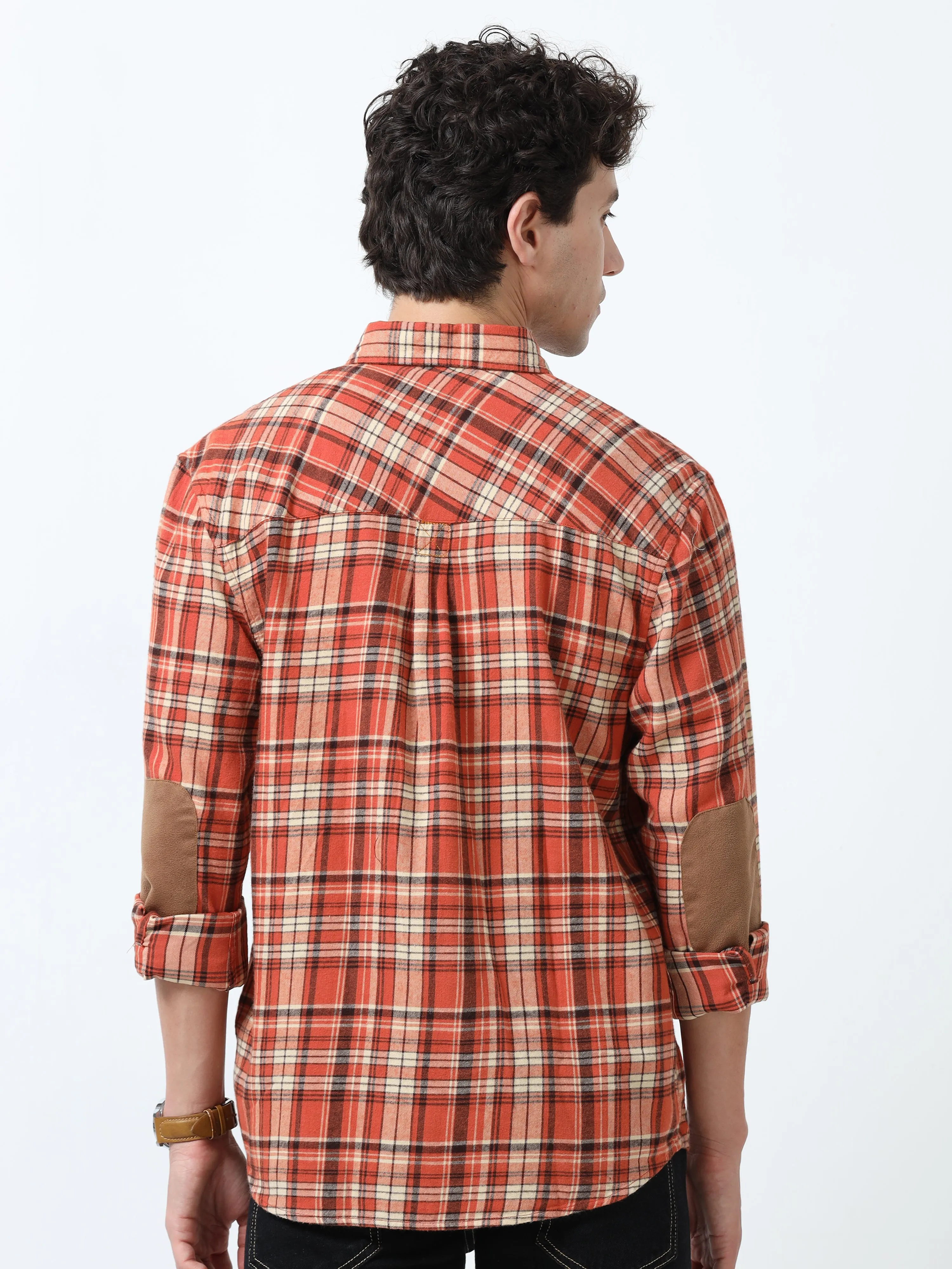 Clio - Brushed Checkered Shirt - Rustic Red