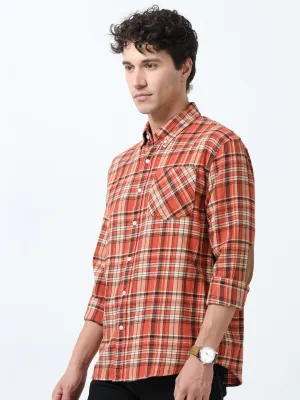 Clio - Brushed Checkered Shirt - Rustic Red