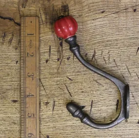 Coat Hook Albany Acorn Red Ceramic Shell