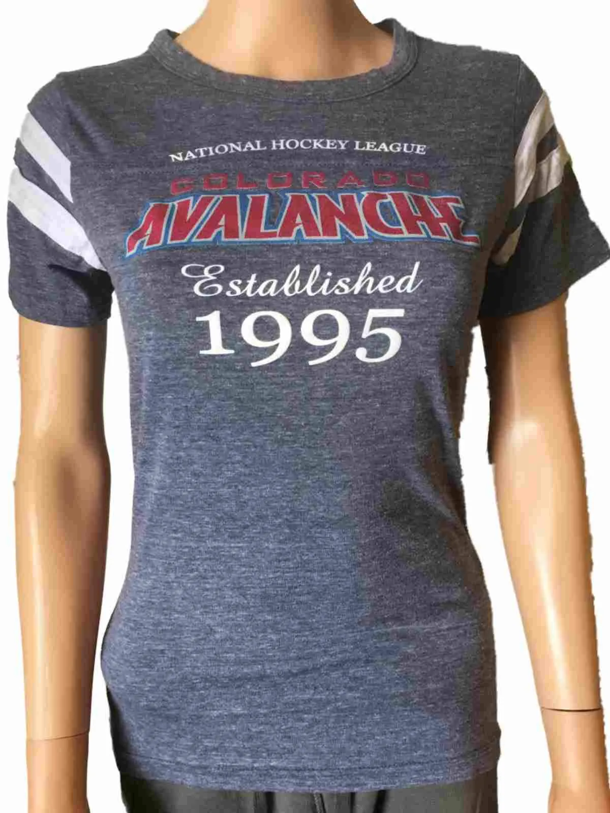 Colorado Avalanche JUNIOR WOMEN Faded Blue Tri-Blend Jersey Style T-Shirt