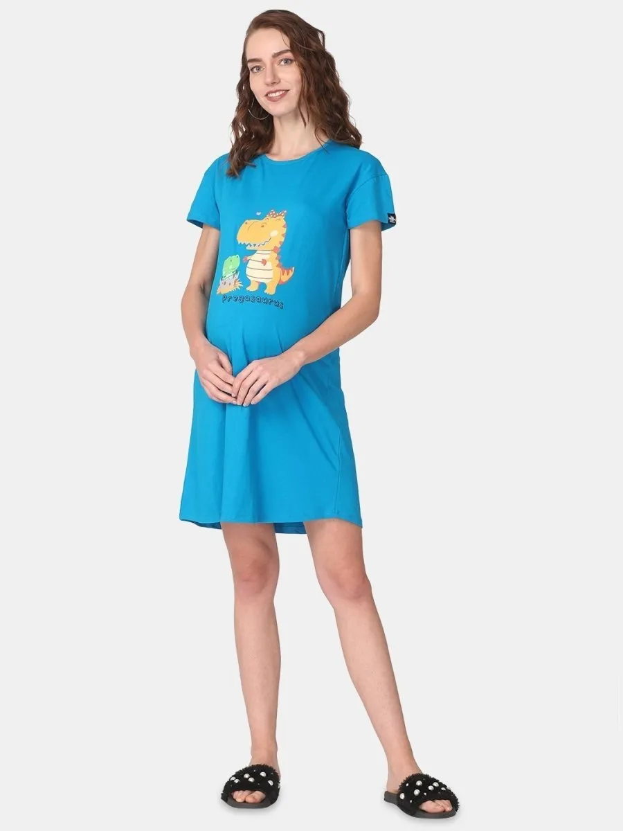 Combo Of Pregasaurus & Baby On Board Maternity T-Shirt Dress