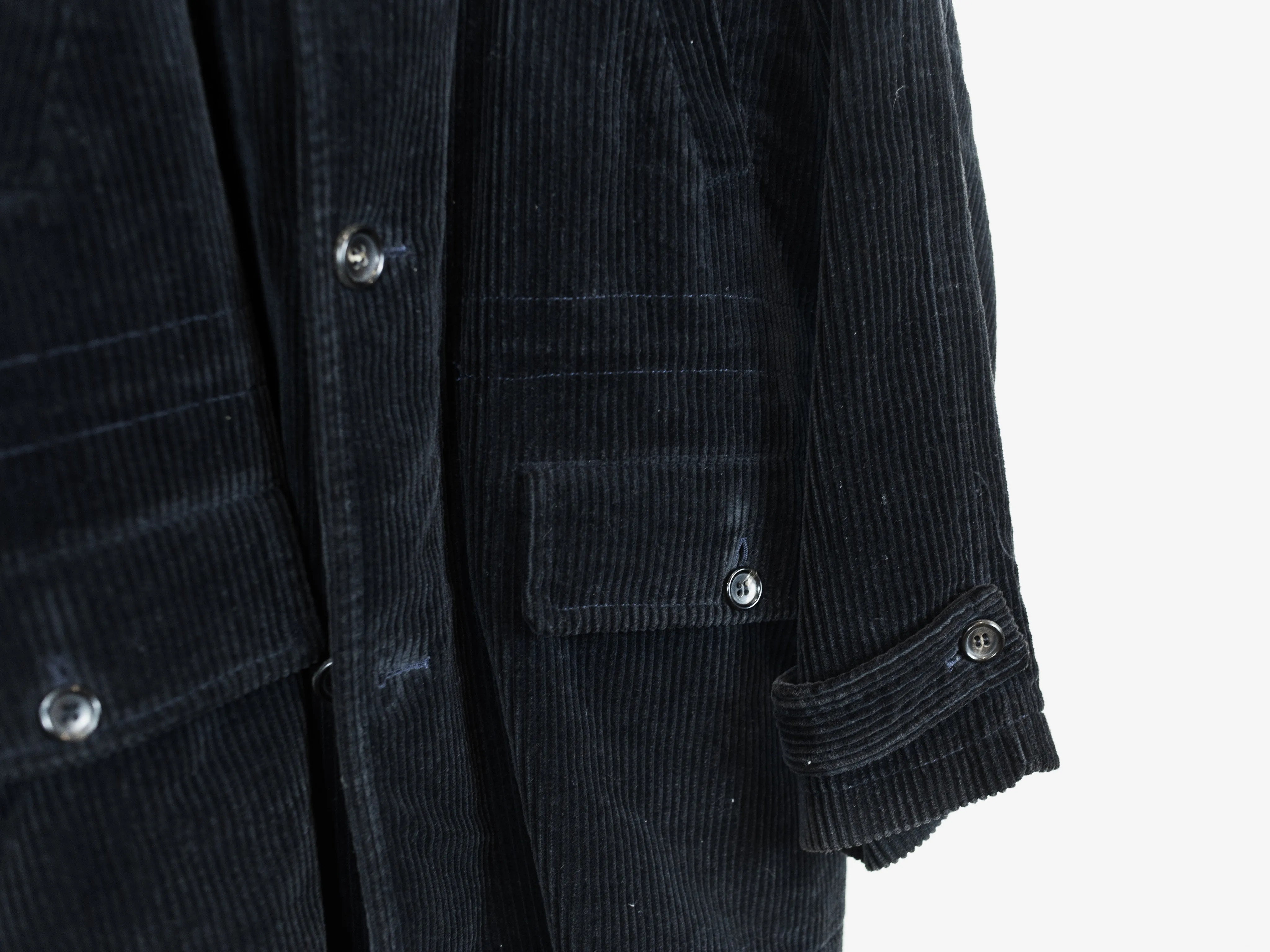 Comme des Garçons Homme 1990 Corduroy Leather-Collar Mac