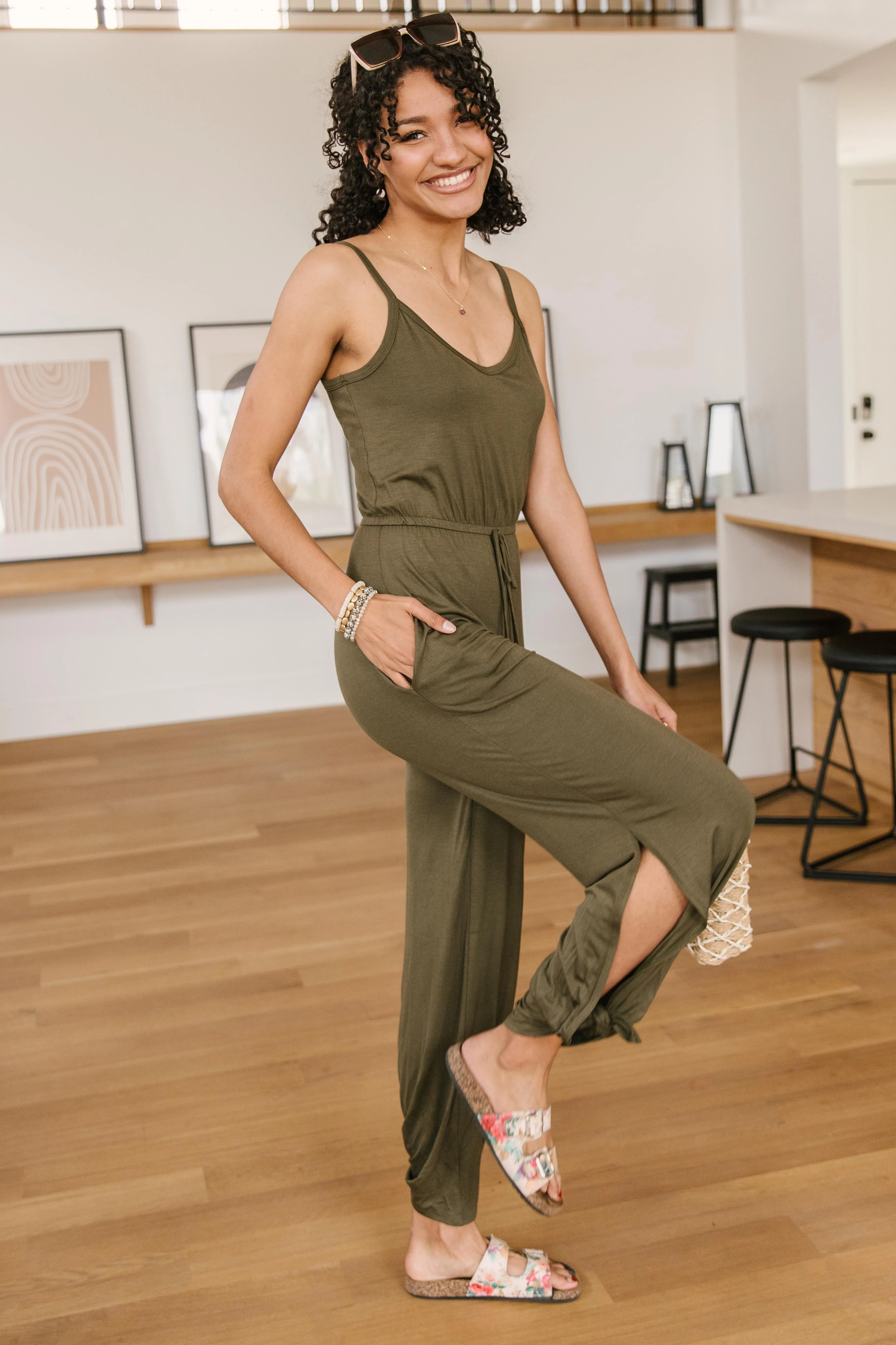 Cool Breeze Jumpsuit In Olive