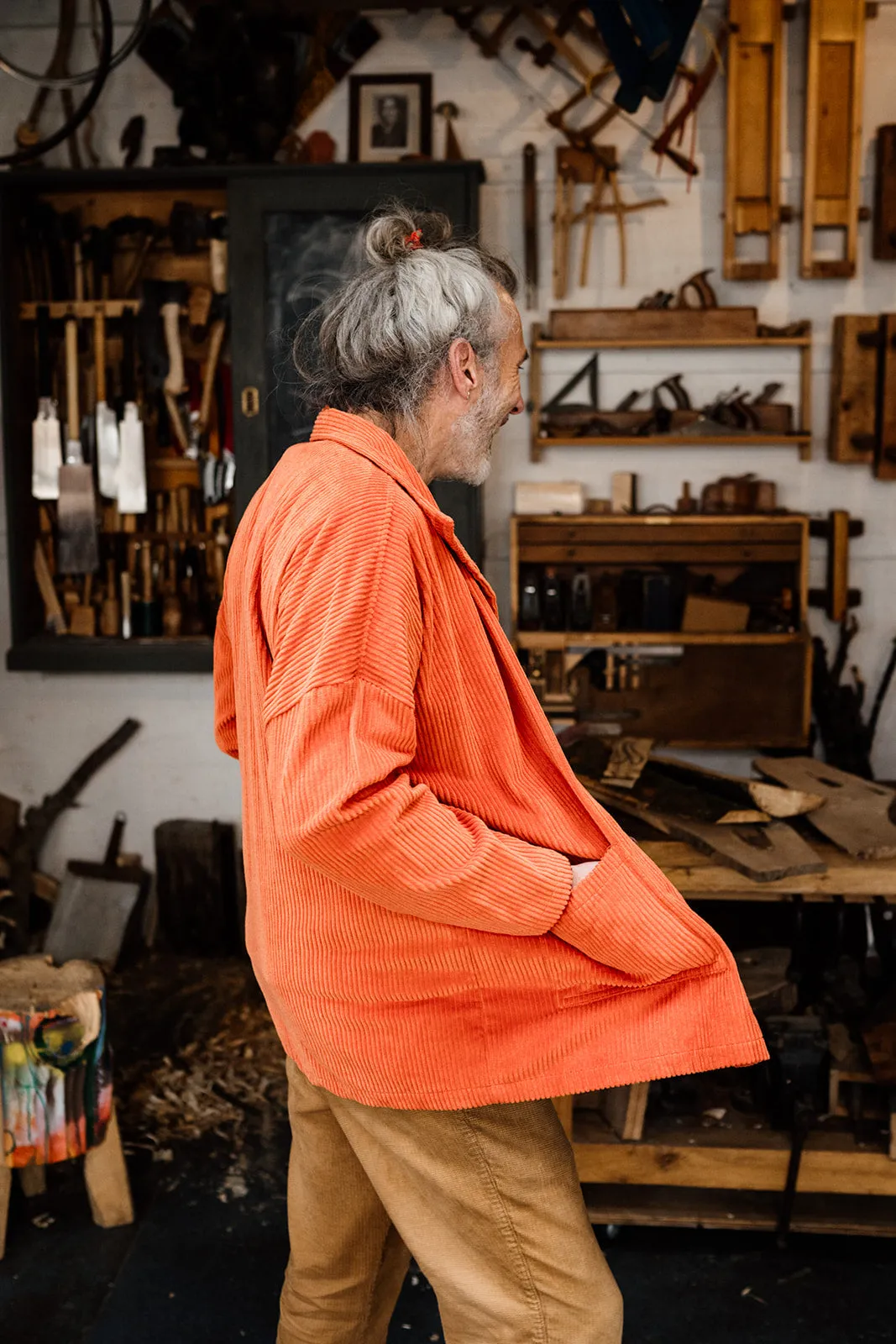 Corduroy Chore Jacket in Orange