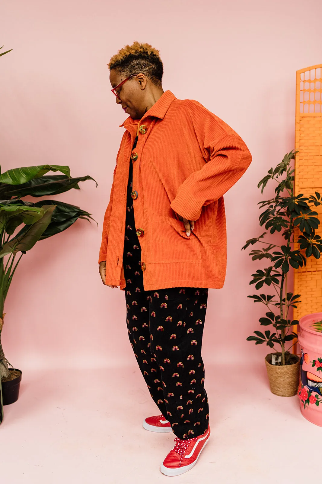 Corduroy Chore Jacket in Orange