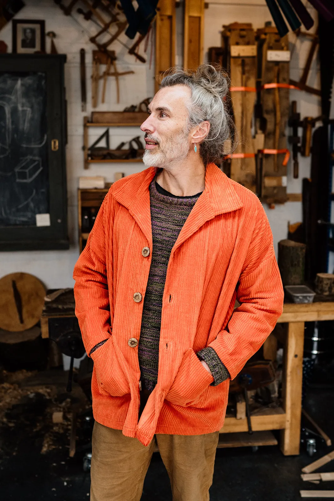 Corduroy Chore Jacket in Orange