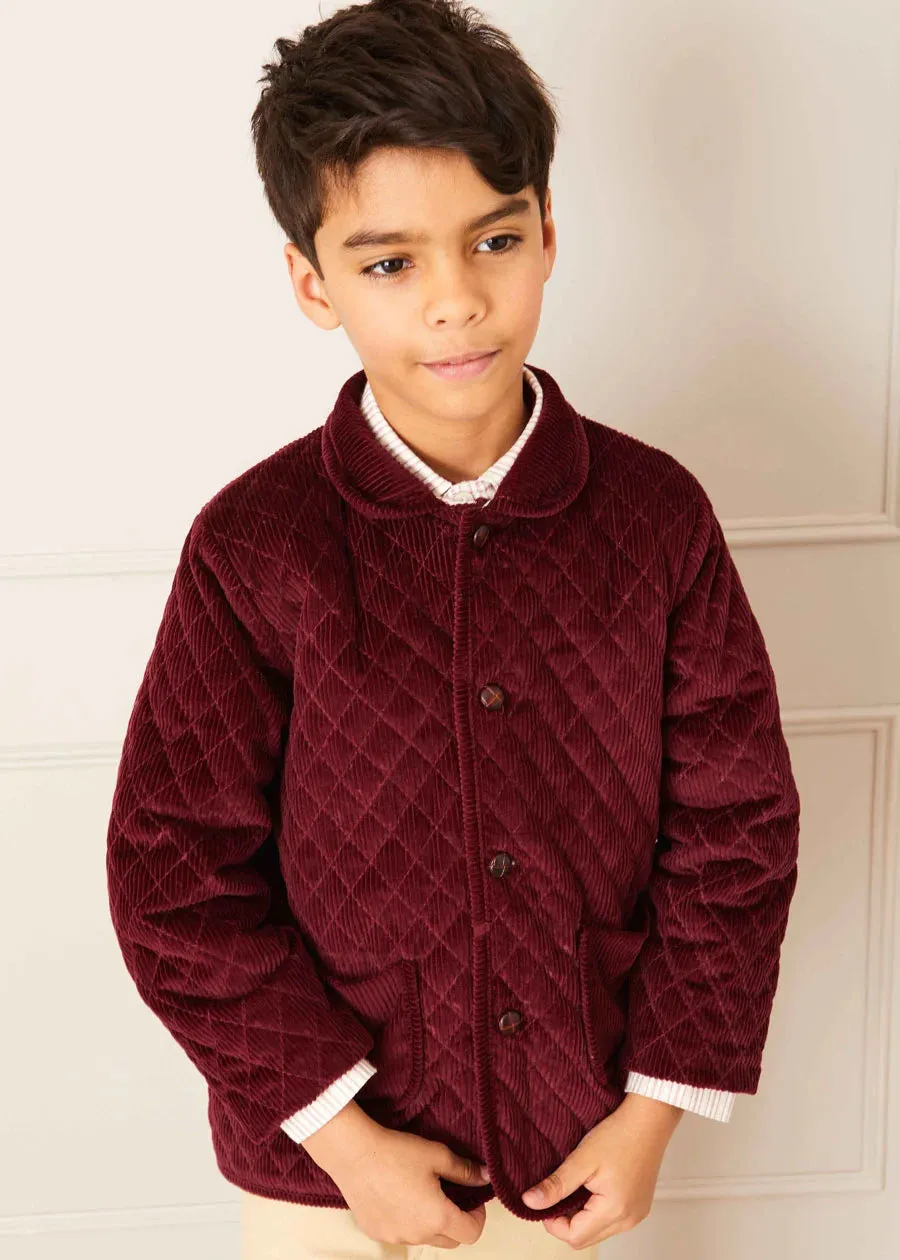 Corduroy Quilted Jacket in Burgundy (4-10yrs)