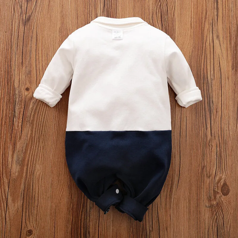 Cotton One-piece Boys Long Sleeve Jumpsuit Gentleman Outfits