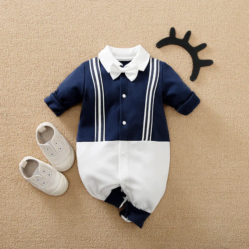 Cotton One-piece Boys Long Sleeve Jumpsuit Gentleman Outfits