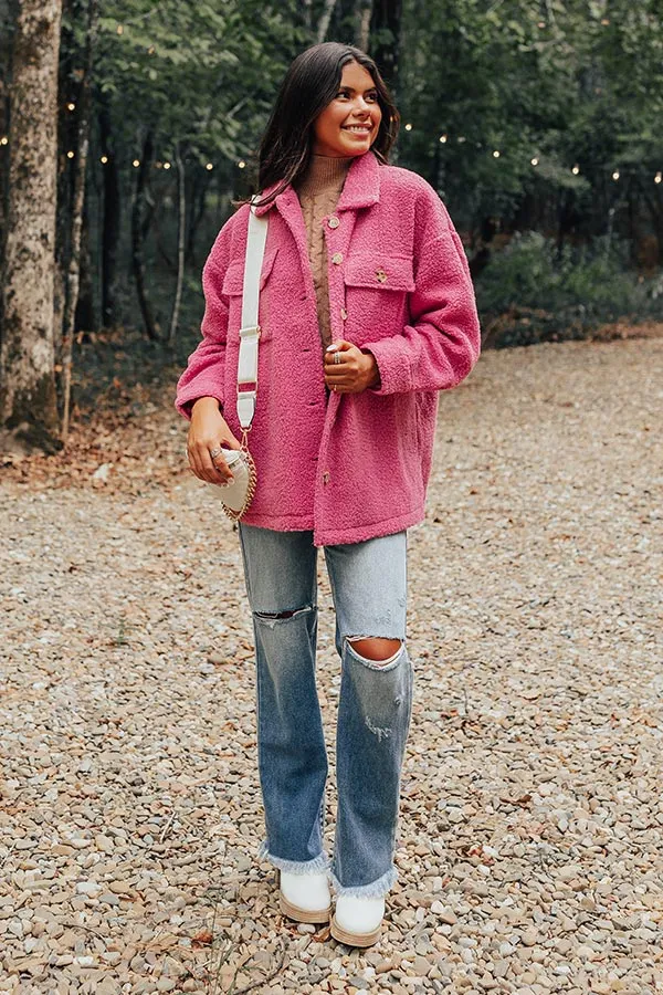 Cozier Than Ever Sherpa Jacket in Pink