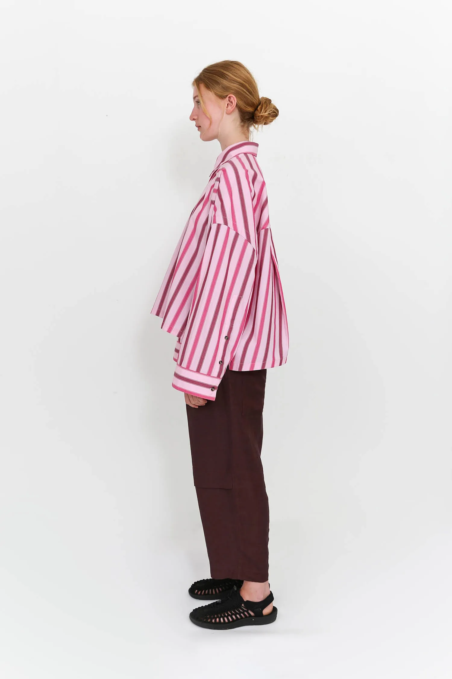 Cropped Viv Shirt - Berry Stripe