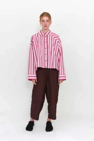 Cropped Viv Shirt - Berry Stripe