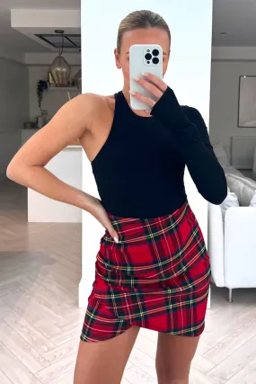 Delilah red tartan mini skirt