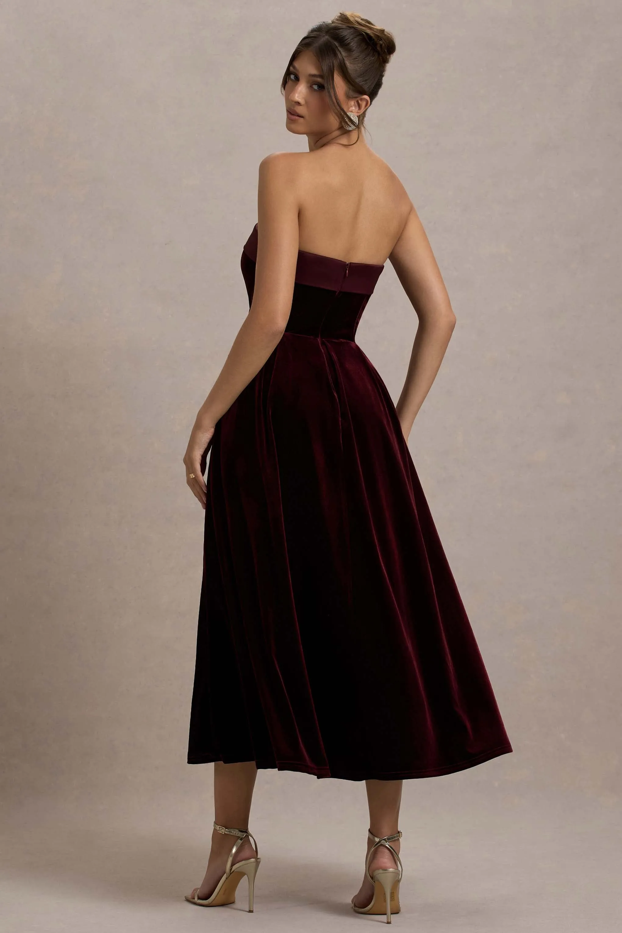 Delray | Port Velvet Bandeau Midi Dress