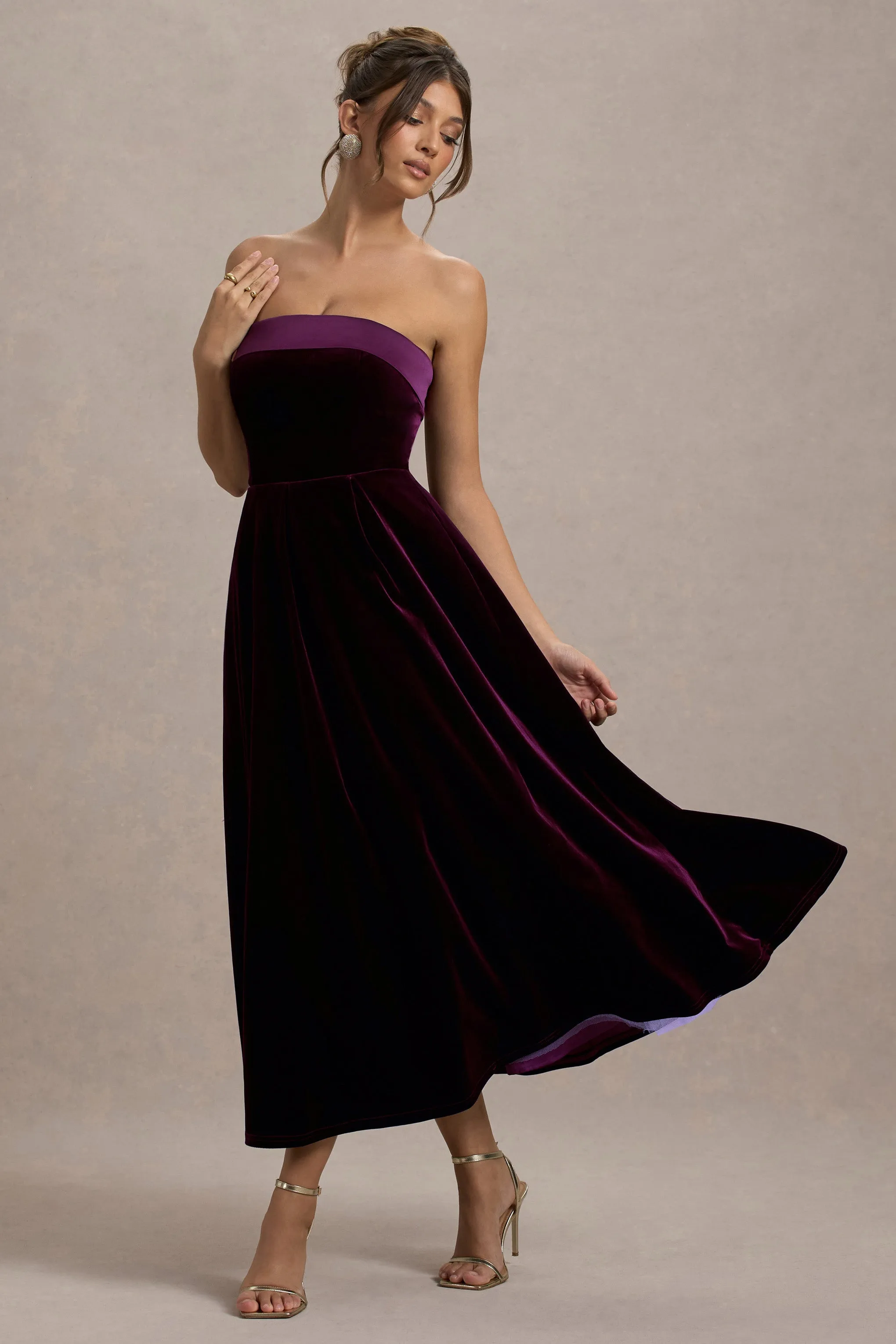 Delray | Port Velvet Bandeau Midi Dress