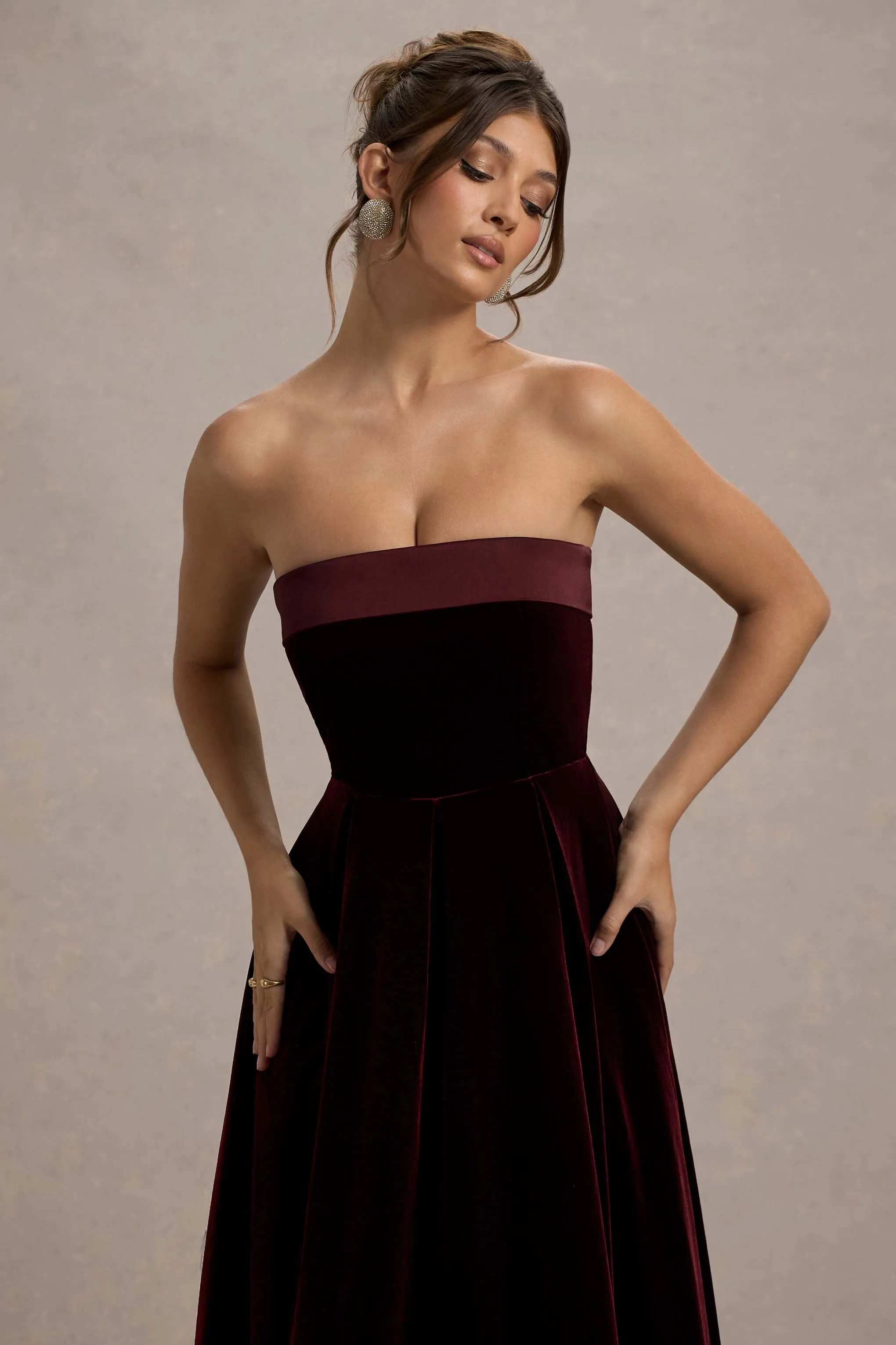 Delray | Port Velvet Bandeau Midi Dress