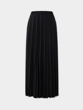 Denim Pleated Skirt-Black