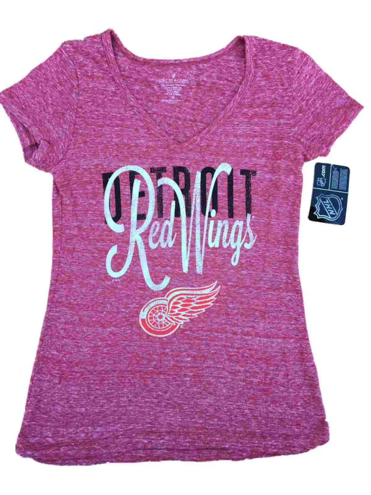 Detroit Red Wings SAAG Women Red Lightweight Short Sleeve V-Neck T-Shirt