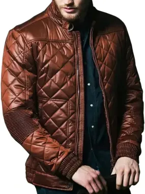 Diamond Quilted Genuine Leather Jacket