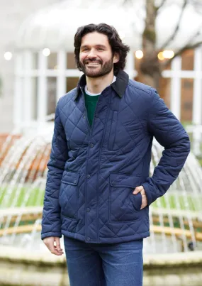 Diamond Quilted Jacket - Navy