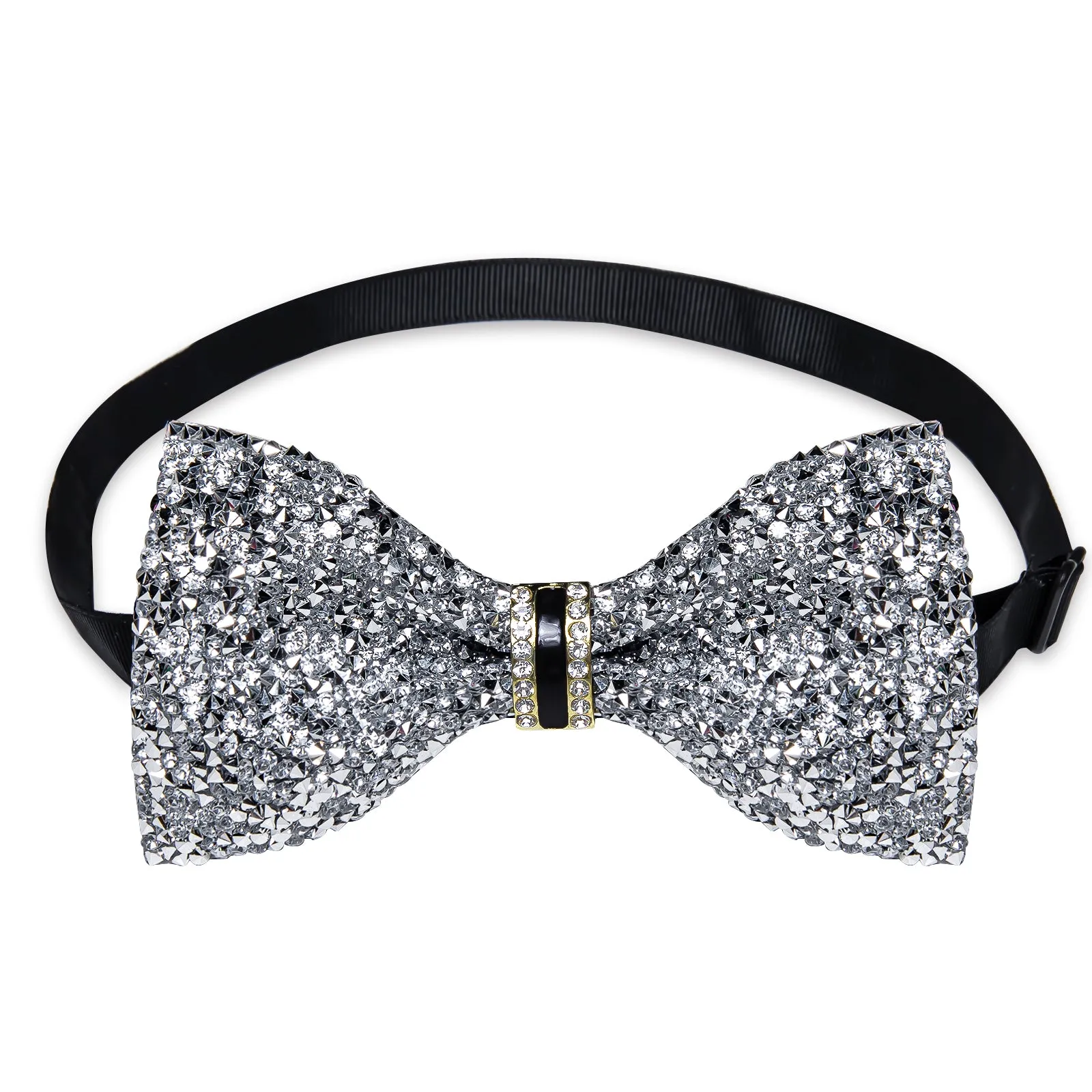 DiBanGu Imitation Crystal Bowtie Gorgeous Plastic Silver Diamond Men's Pre-Bow Tie