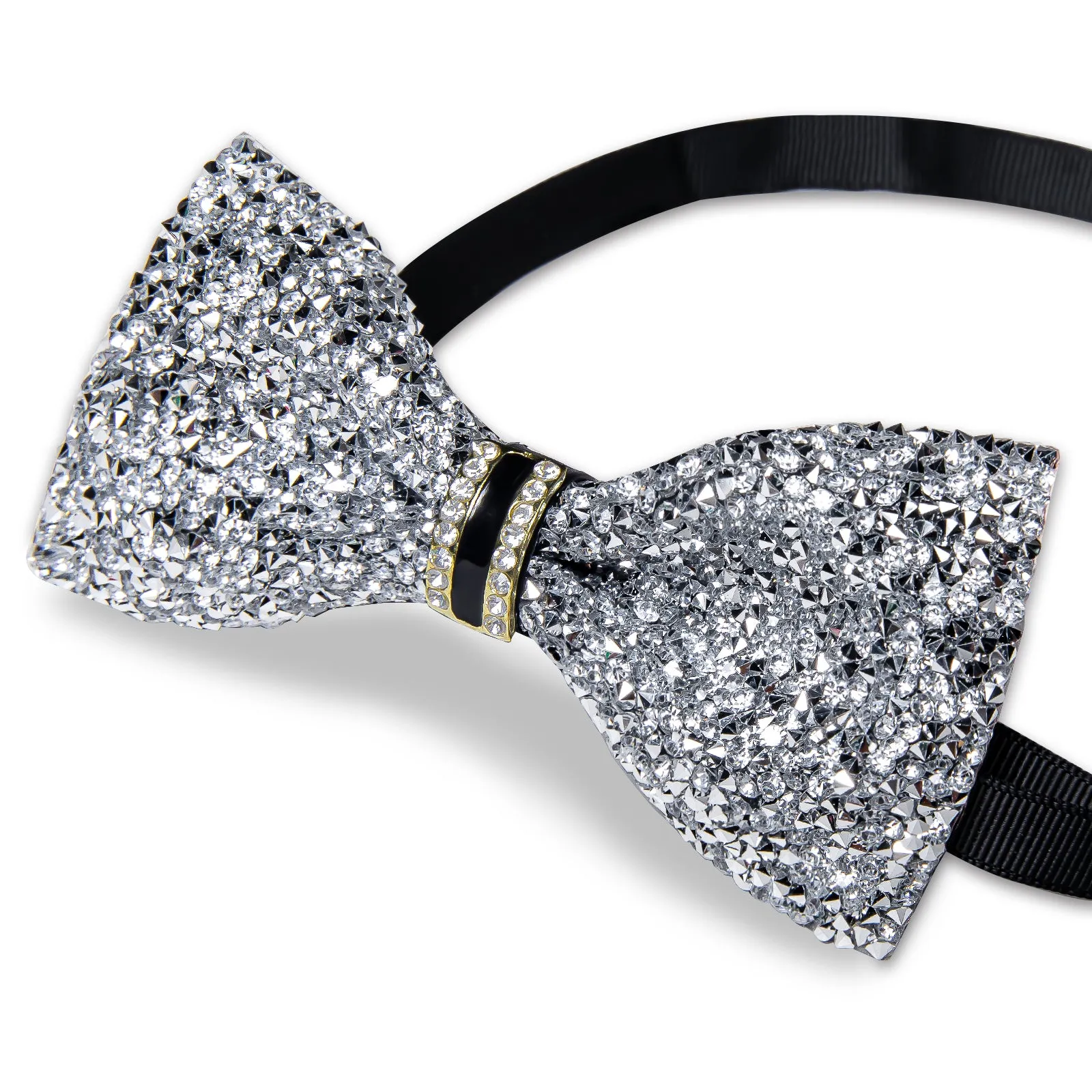 DiBanGu Imitation Crystal Bowtie Gorgeous Plastic Silver Diamond Men's Pre-Bow Tie