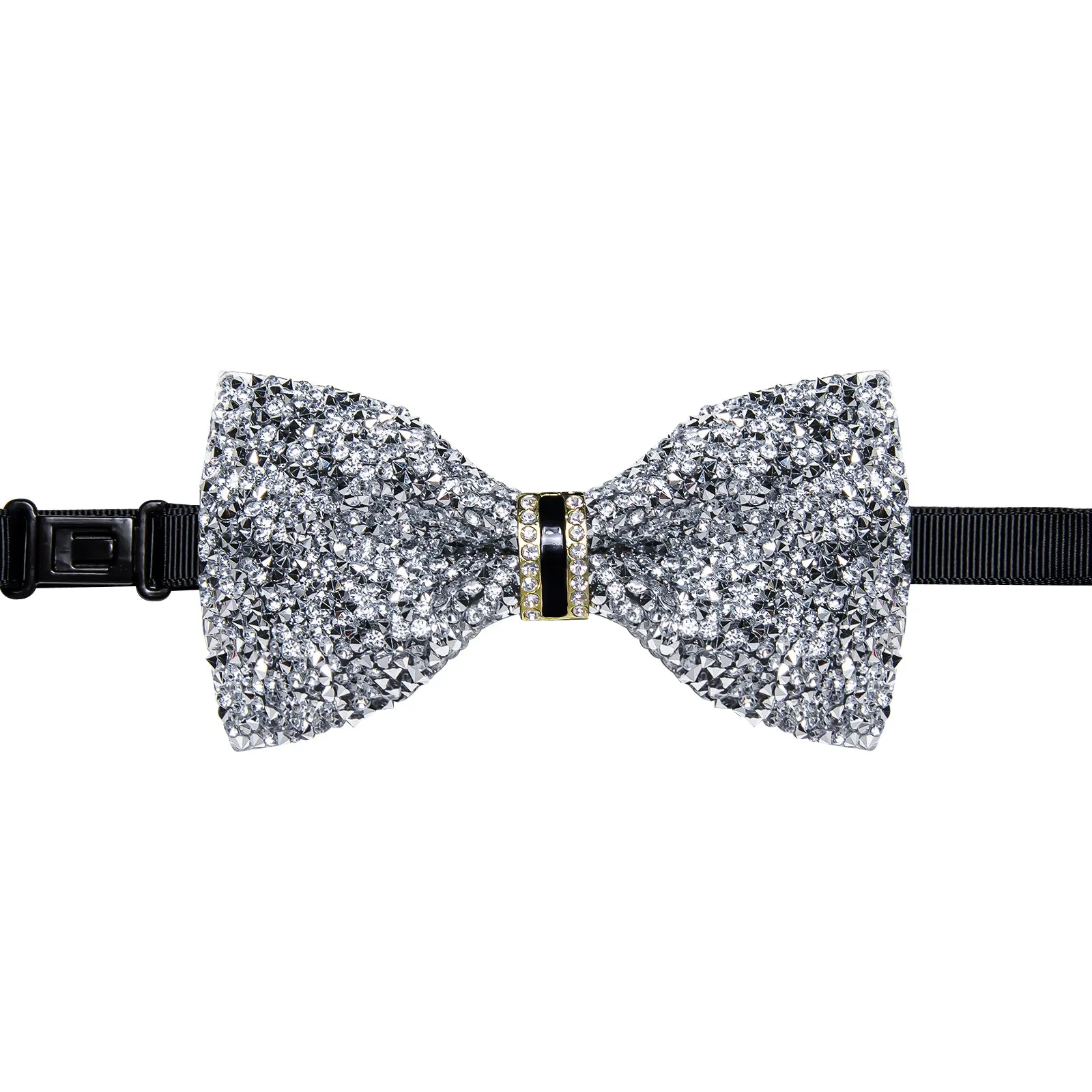 DiBanGu Imitation Crystal Bowtie Gorgeous Plastic Silver Diamond Men's Pre-Bow Tie