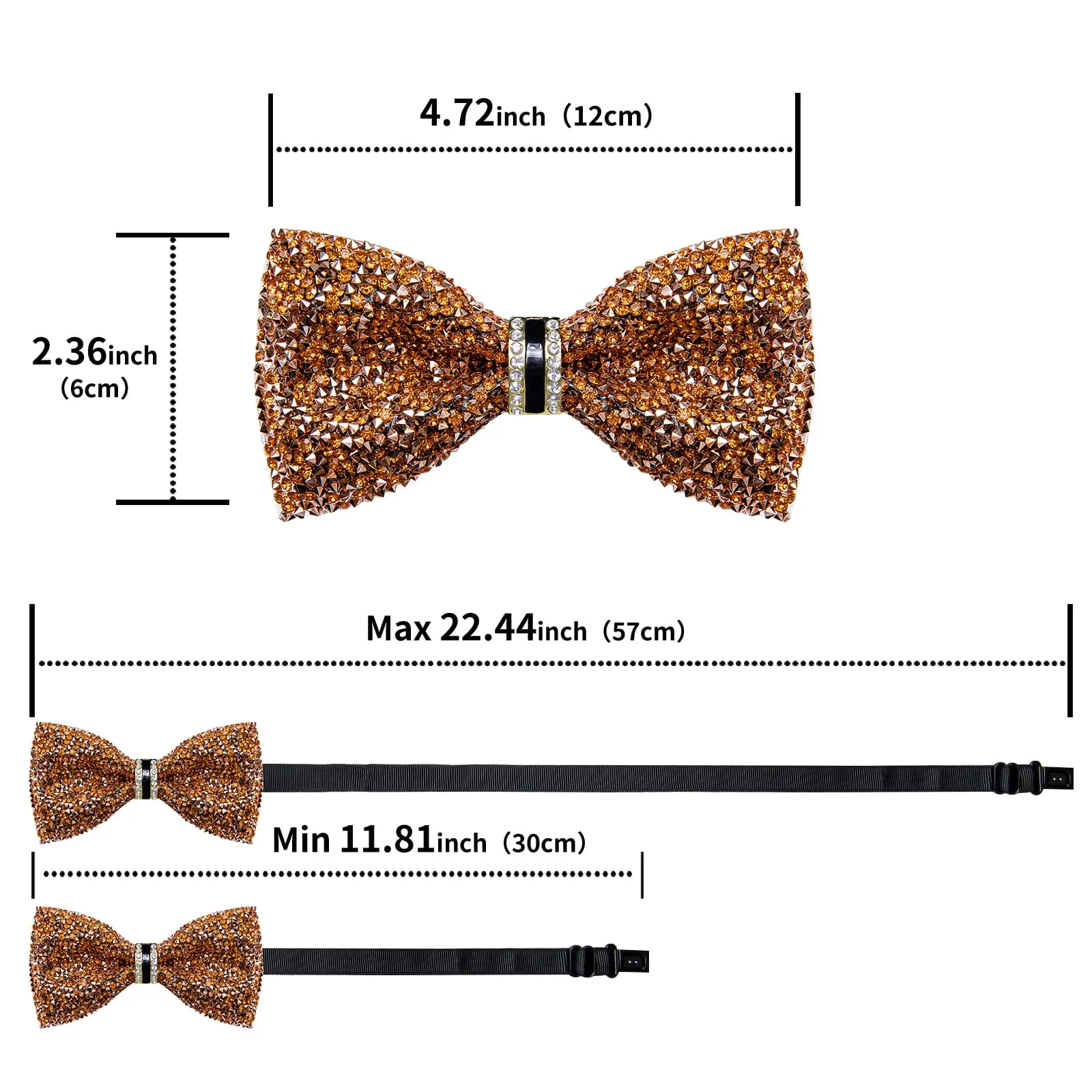 DiBanGu Imitation Diamond Bow Tie Golden Crystal Men's Pre Tied Bow Ties