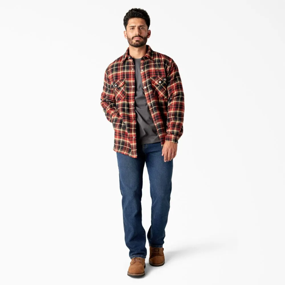 Dickies Men's Sherpa Lined Flannel Shirt TJ210 - Black & Red Plaid