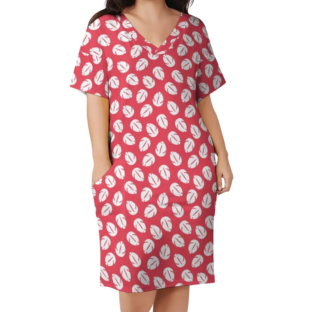 Disney Lilo And Stitch Lilo's Dress Women's V-neck Loose Dress With Pockets