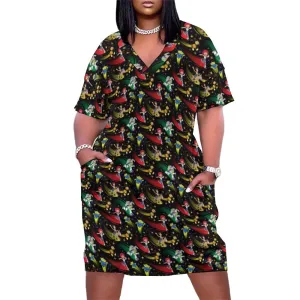 Disney Toy Story Roundup Friends Women's V-neck Loose Dress With Pockets