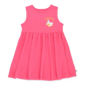 Duckie's Day Off Bamboo Toddler Casual Sleeveless Dress (Pink)