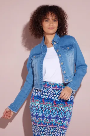 Echo Cropped Denim Jacket - Blue Wash