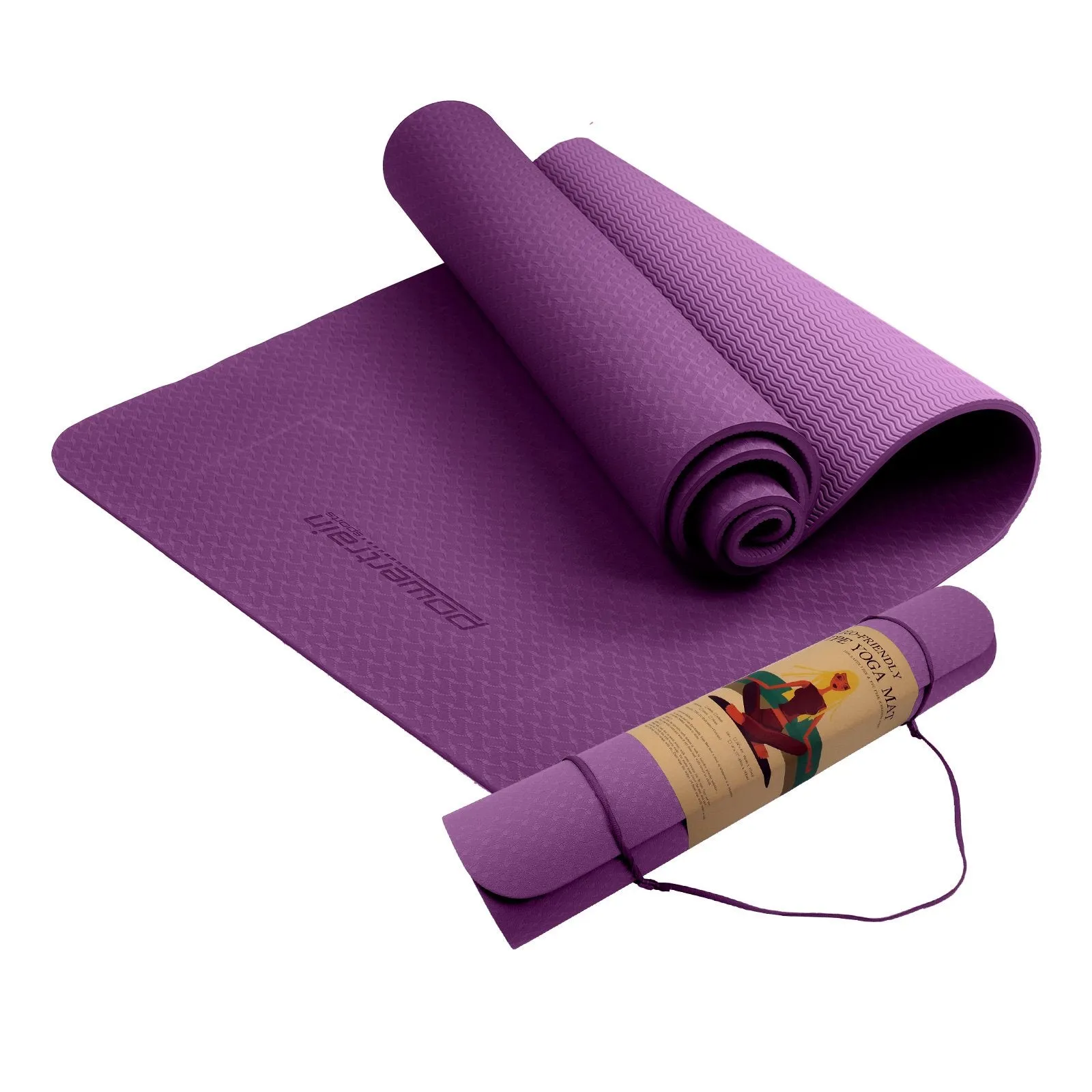 Eco-friendly Non-slip 6mm Yoga Mat with Carry Strap - Powertrain