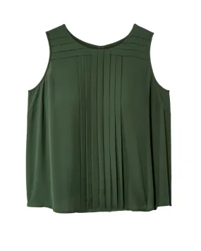 Esmeralda Sleeveless Front Pleat Tank | Olive Green