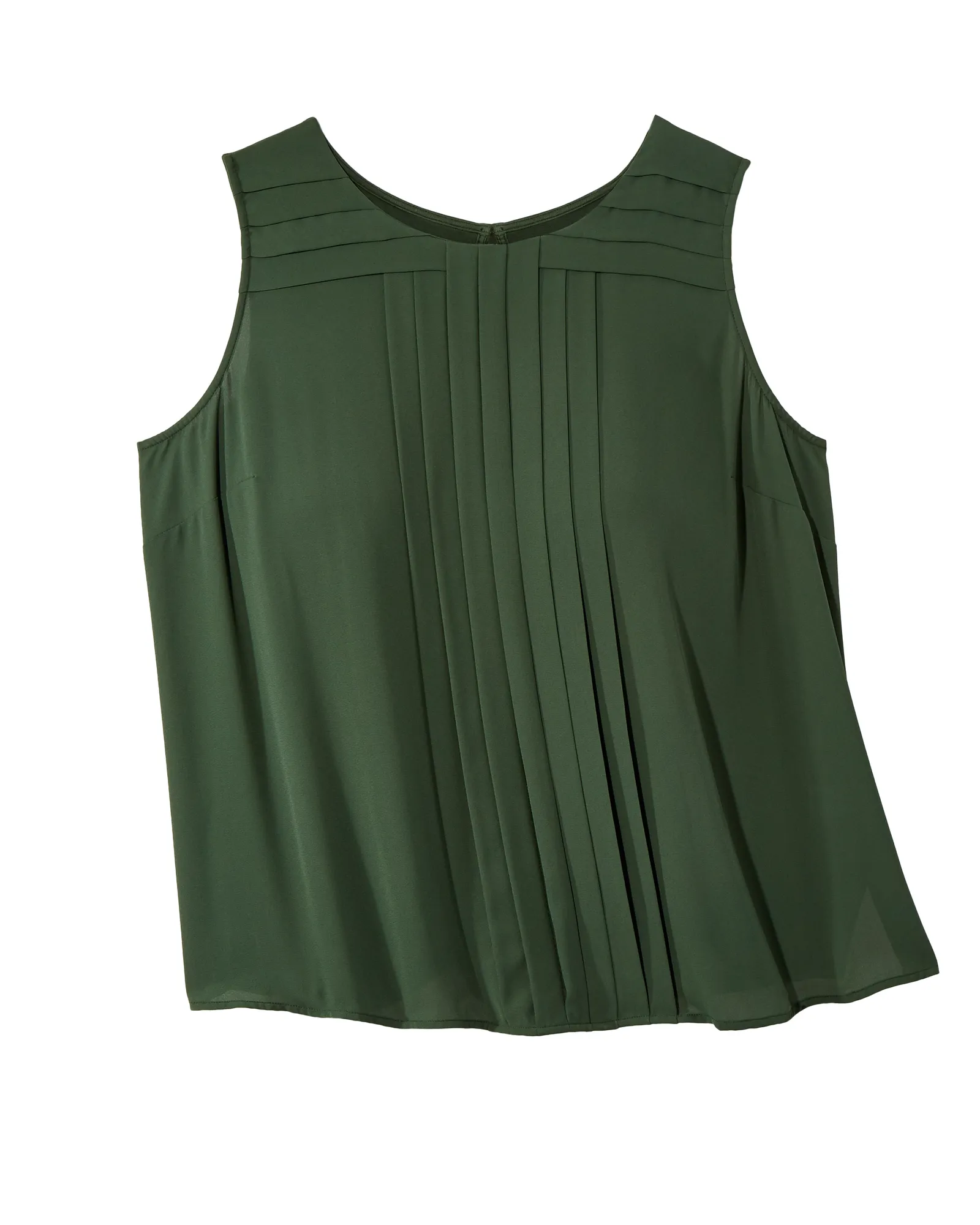 Esmeralda Sleeveless Front Pleat Tank | Olive Green