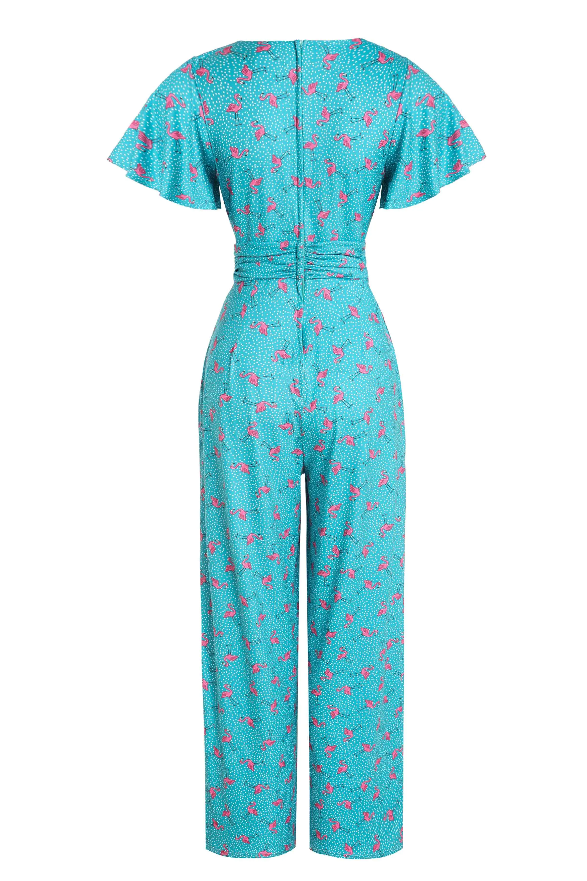 Esther Pink Flamingo & Pebble Turquoise Jumpsuit