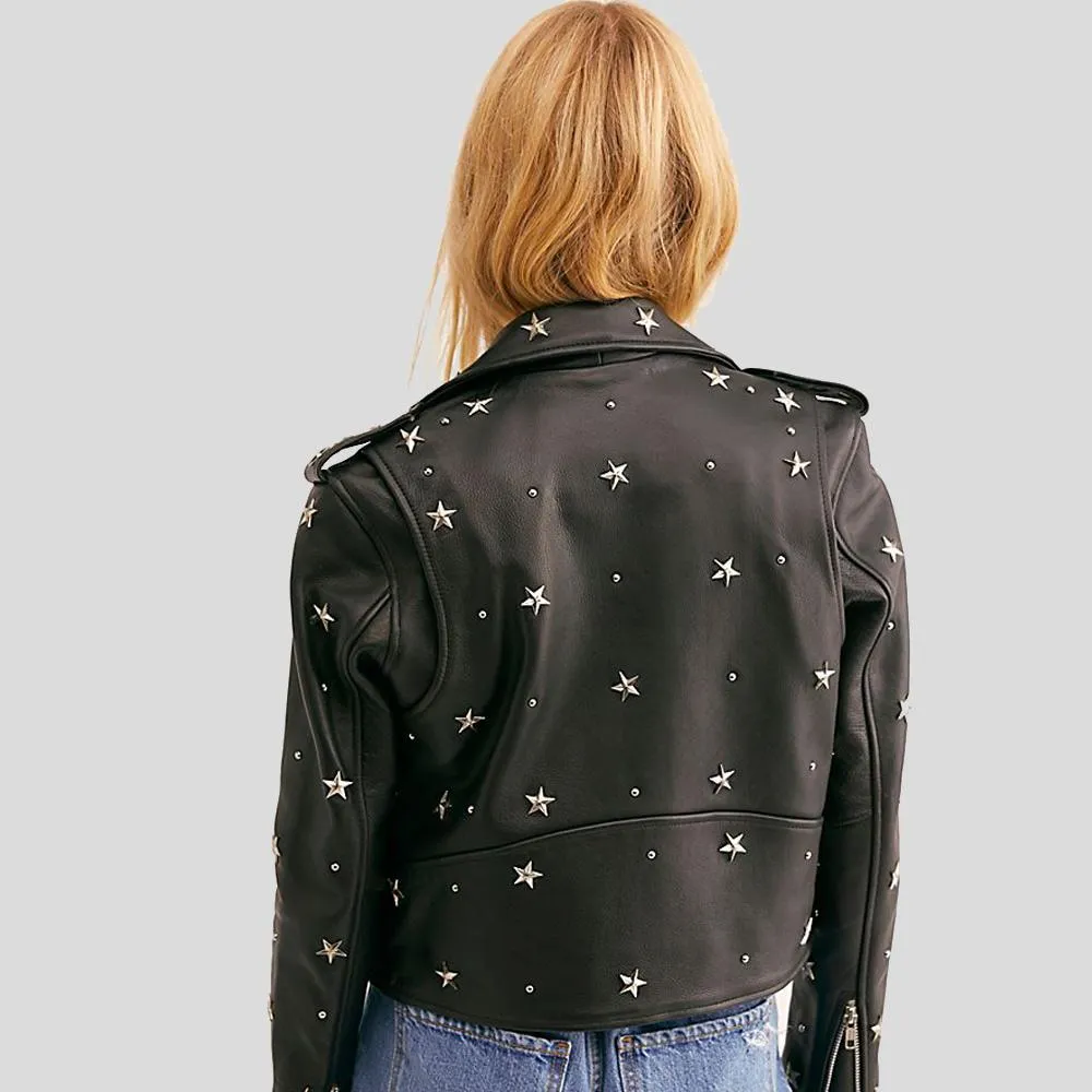 Eva Black Studded Leather Jacket