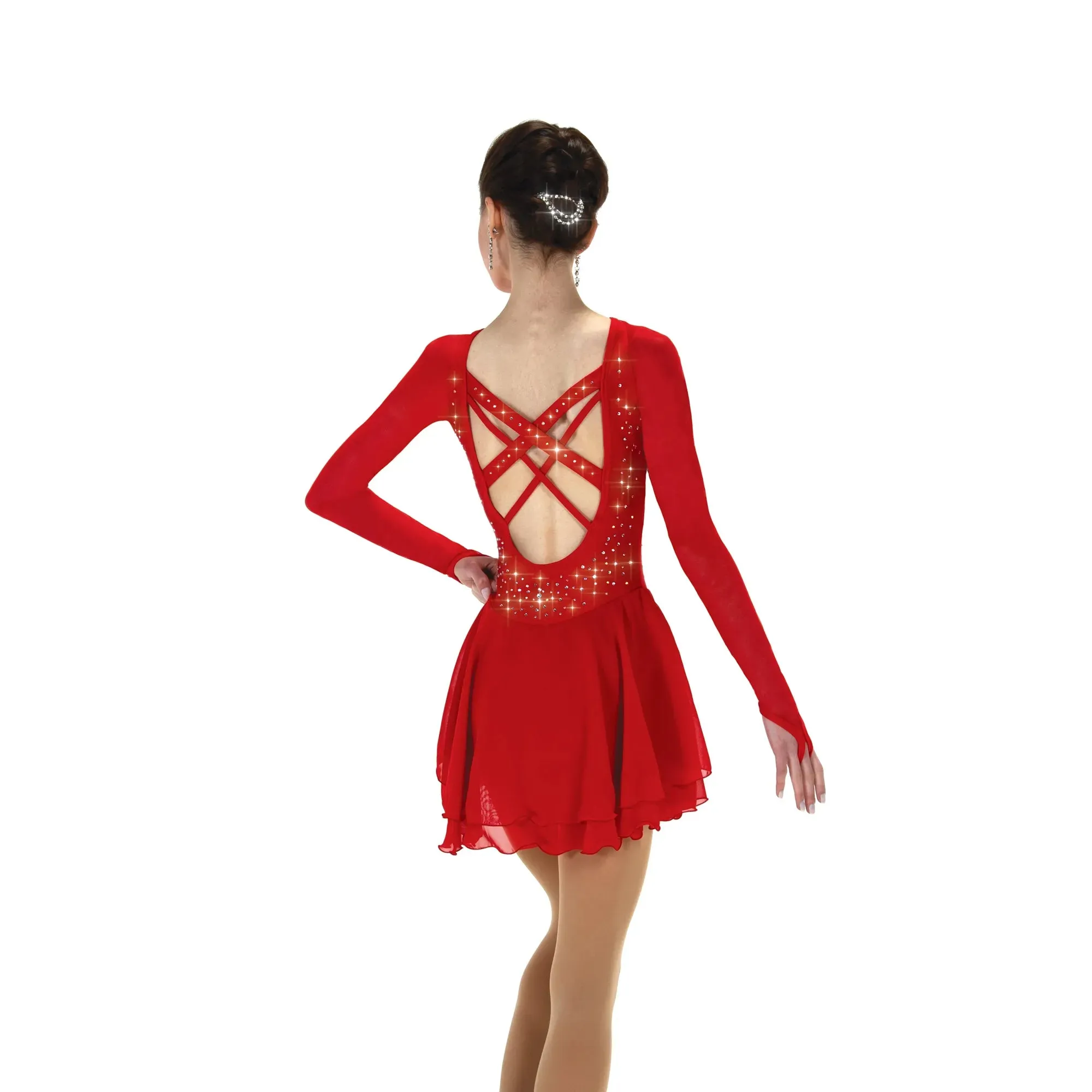 F24010R Competition Figure Skating Low Scoop Back Dress CRYSTAL