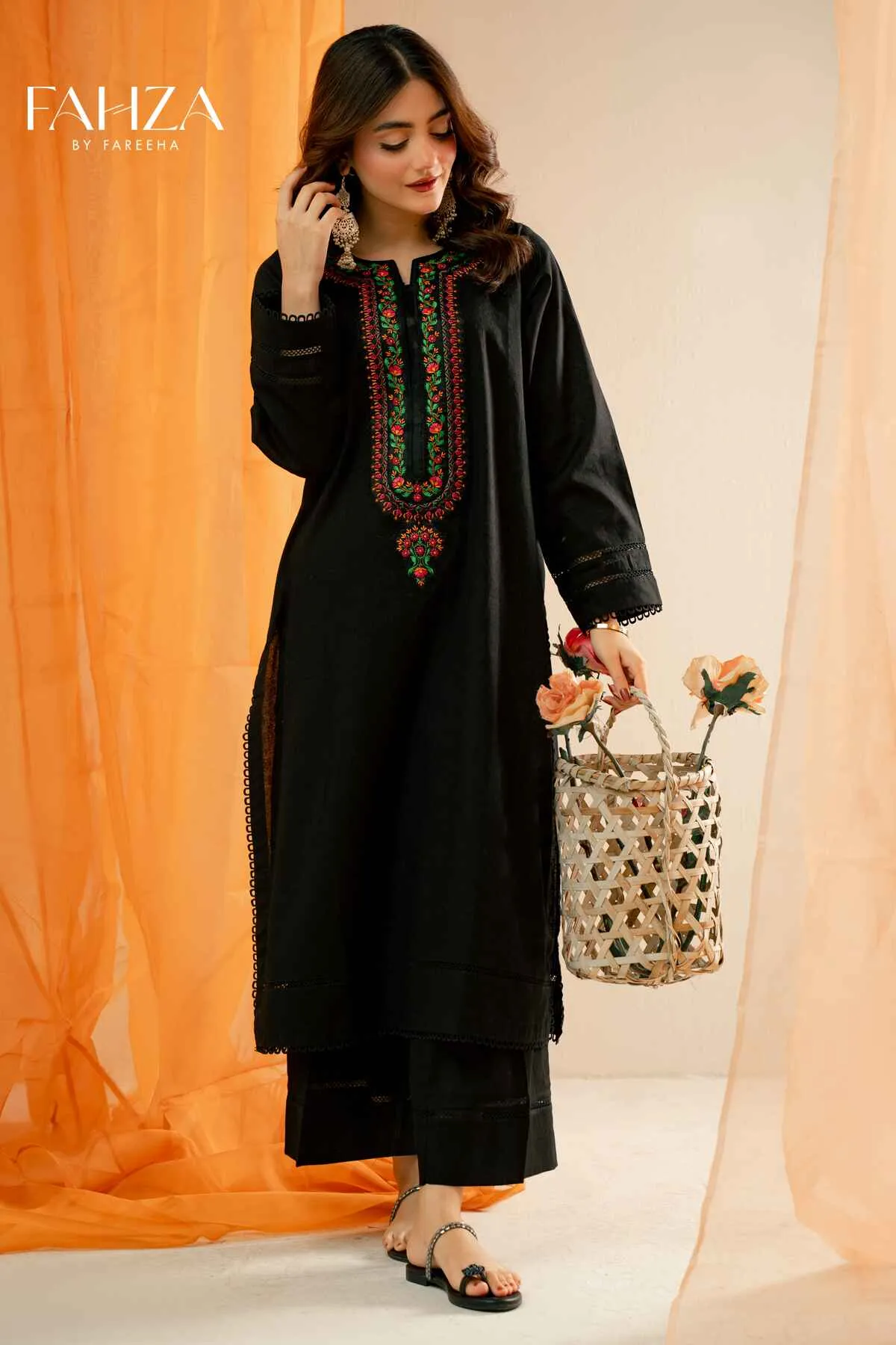 Fahza by Fareeha - Aveline - Black - Pure Cotton Lawn - 2 Piece