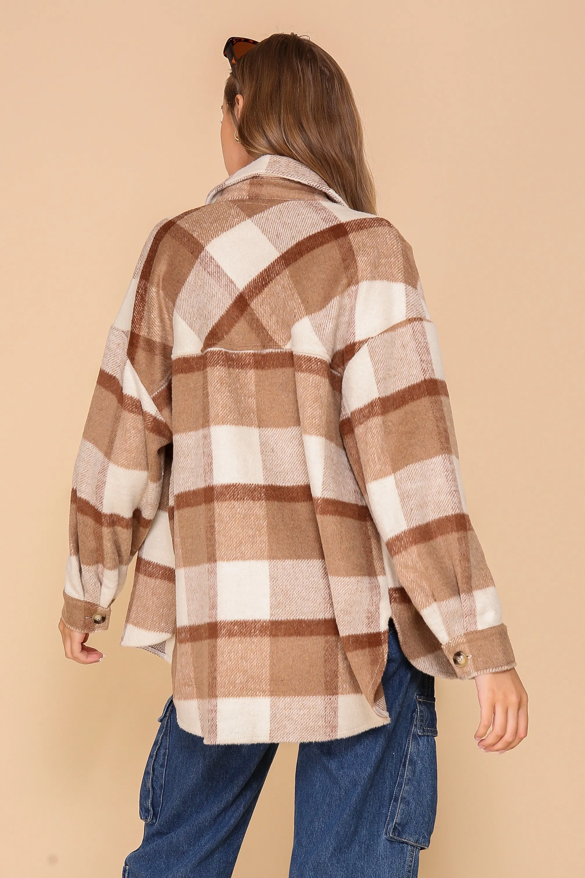 Fall Affair Plaid Shacket - Brown