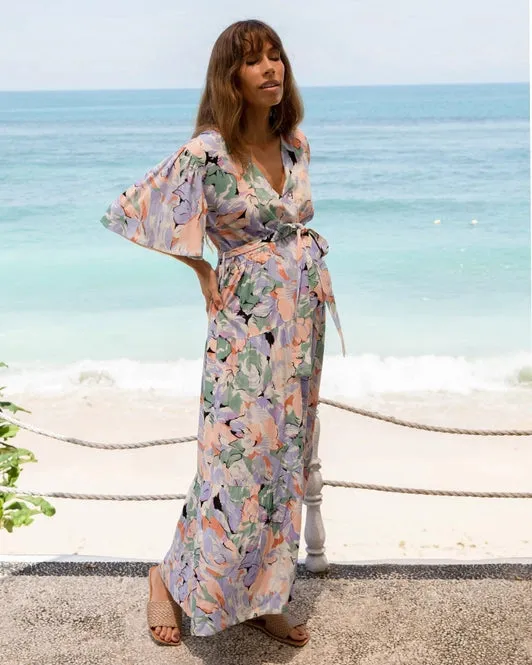 Floral Lavender Maternity Dress