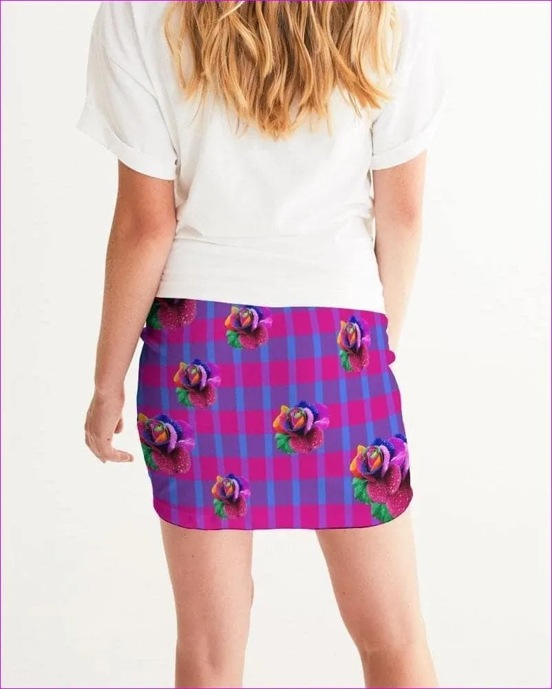 Floral Reign Plaid Womens Mini Skirt