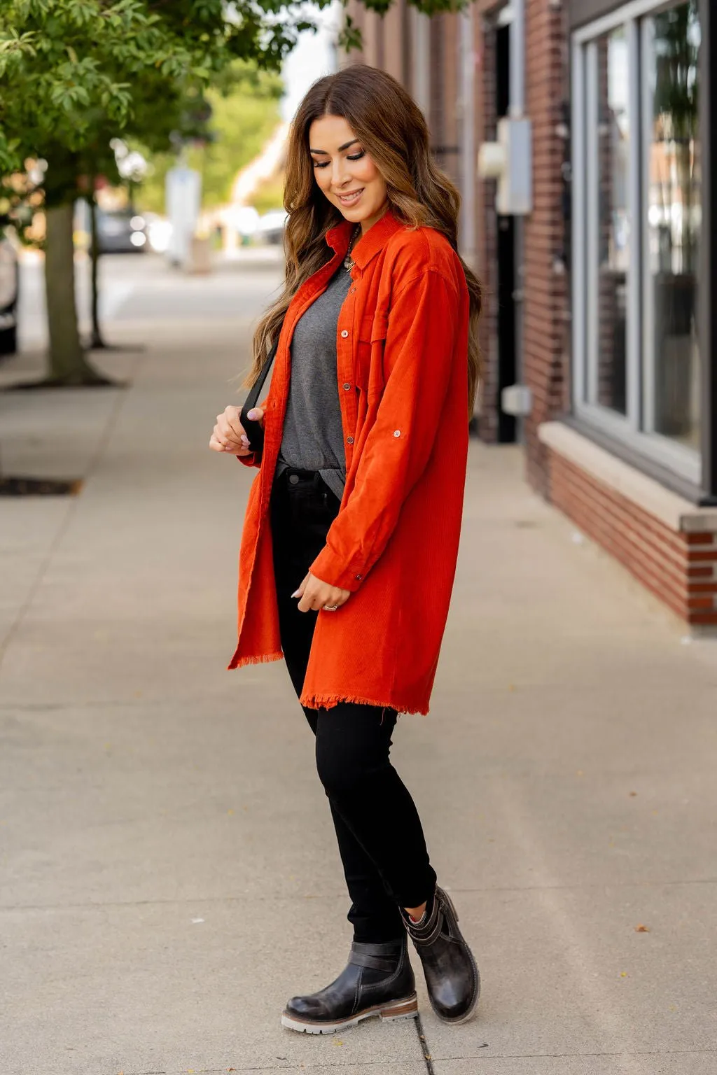 Frayed Accented Tunic Shacket