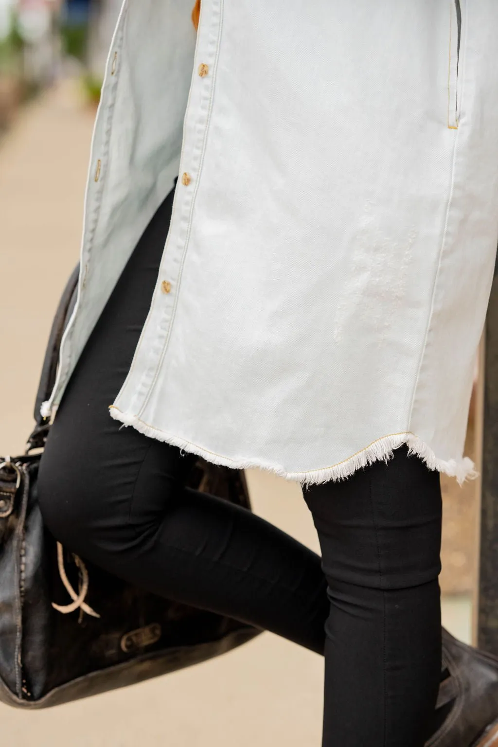 Frayed Edge Denim Tunic Shacket