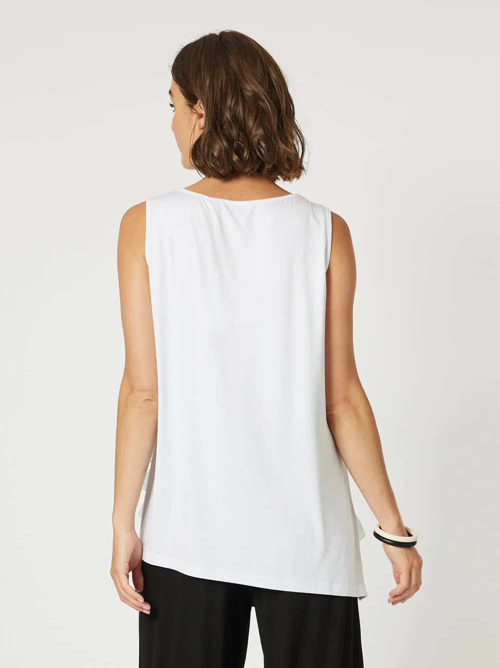 Frilled Hem Sleeveless Top - White